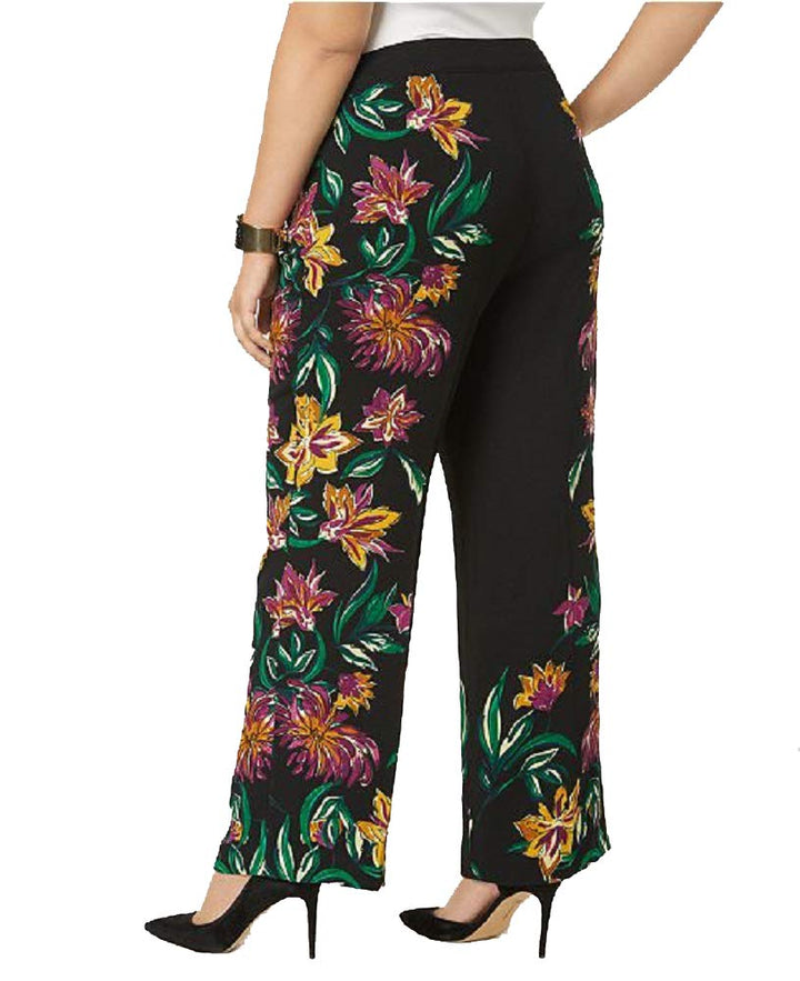 Plus Size Floral Print Wide Leg Pants