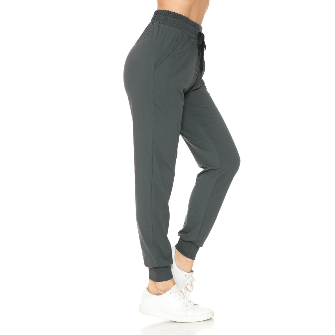 Buttery Soft Solid Basic Charcoal Women's Joggers - EEVEE