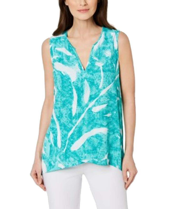 Printed High-Low Crossover Top