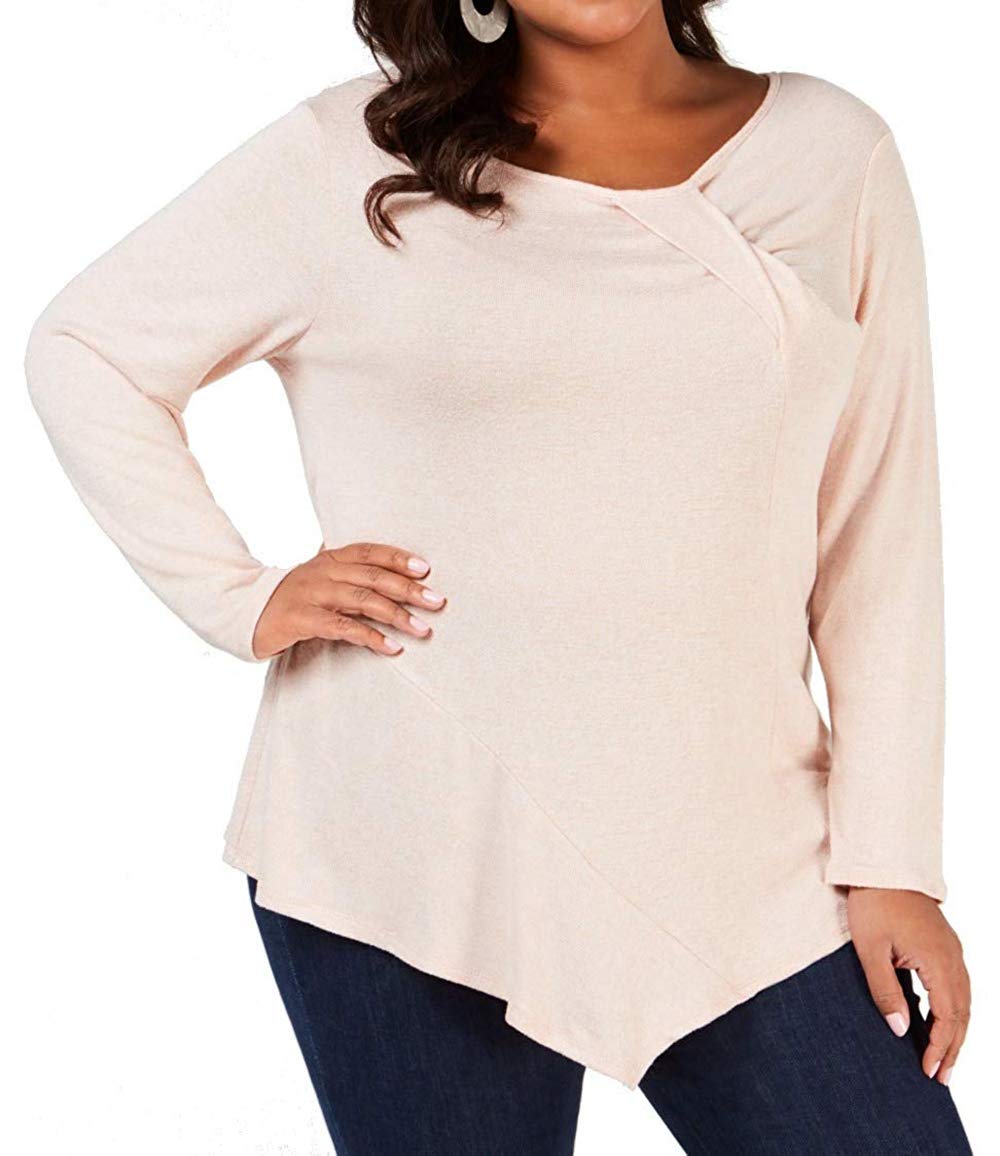 NY Collection Plus Size Twist Front Asymmetrical Top