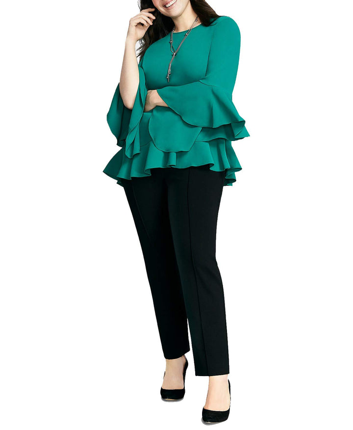 Plus Size Asymmetrical Bell-Sleeve Top