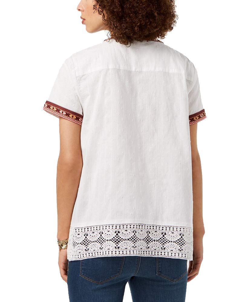 Style & Co Cotton Crochet Trim Top