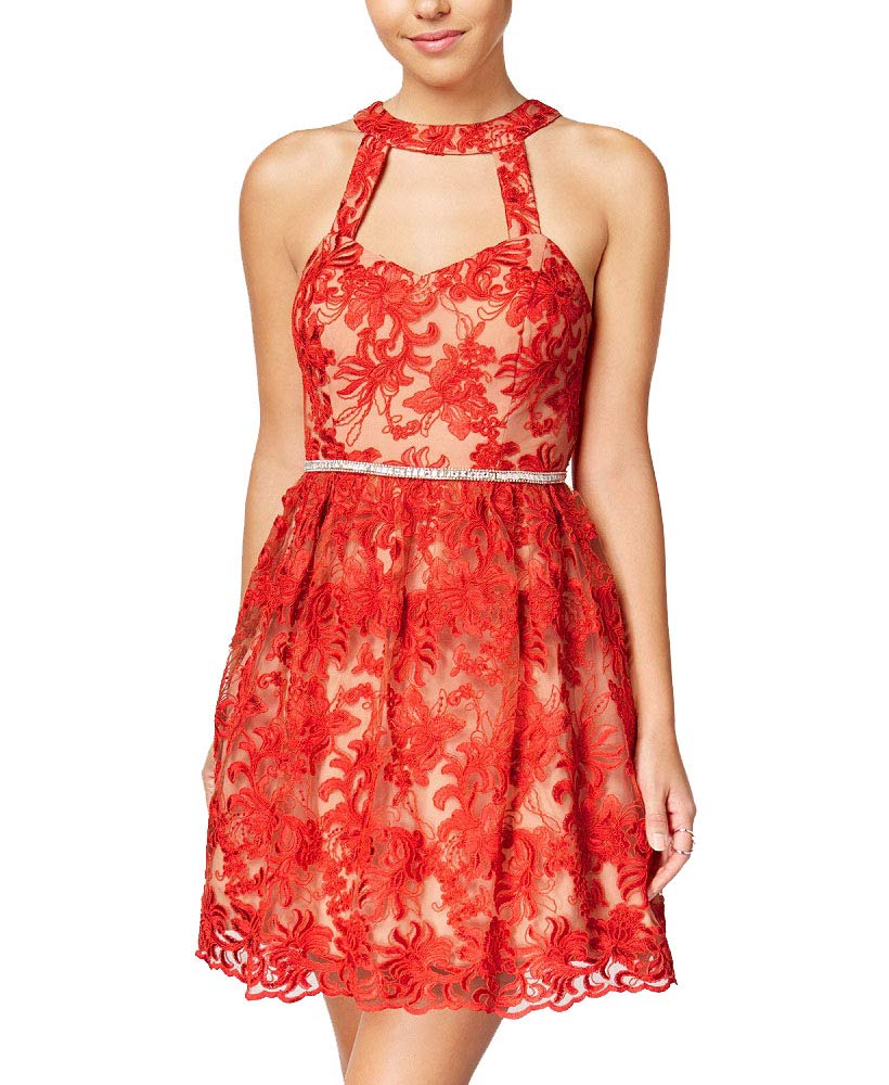 Say Yes To The Dress Juniors Embroidered Fit Flare Dress