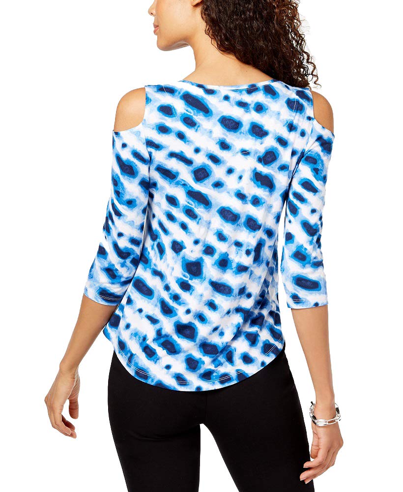 JM Collection Petite Printed Cold Shoulder Top