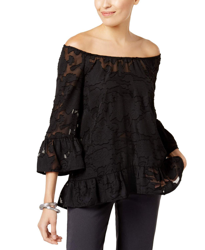 Style & Co Petite Burnout Off The Shoulder Top