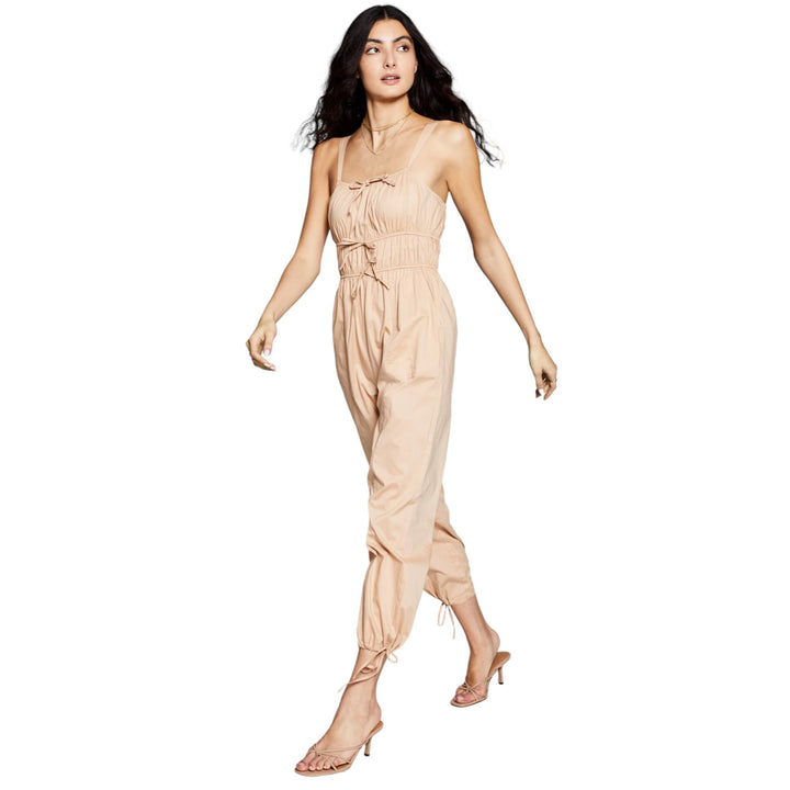 Now This Womens Cotton Tie Front Jumpsuit