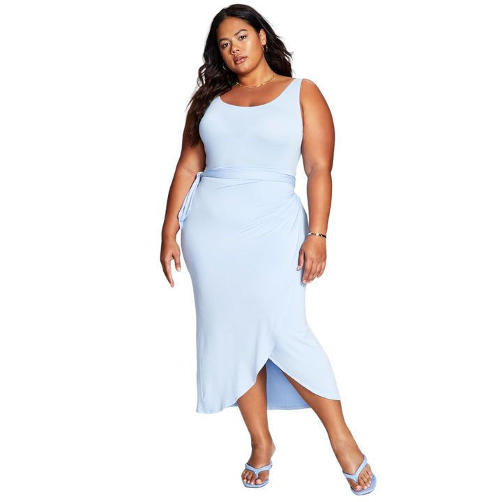 Now This Trendy Plus Size Side Tie Midi Dress