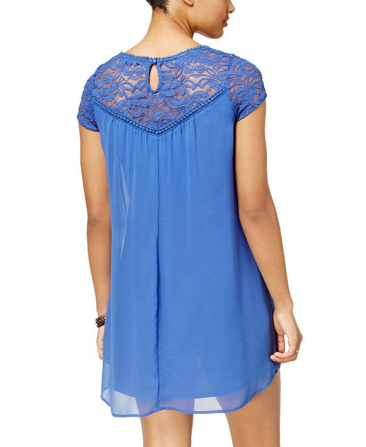 As U Wish Juniors Lace Yoke Shift Dress