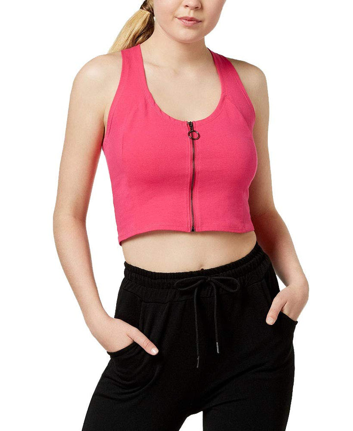 Material Girl Active Juniors Zip Front Crisscross Sports Bra