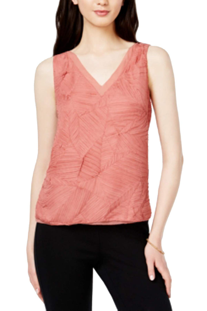BAR III Textured V Neck Top
