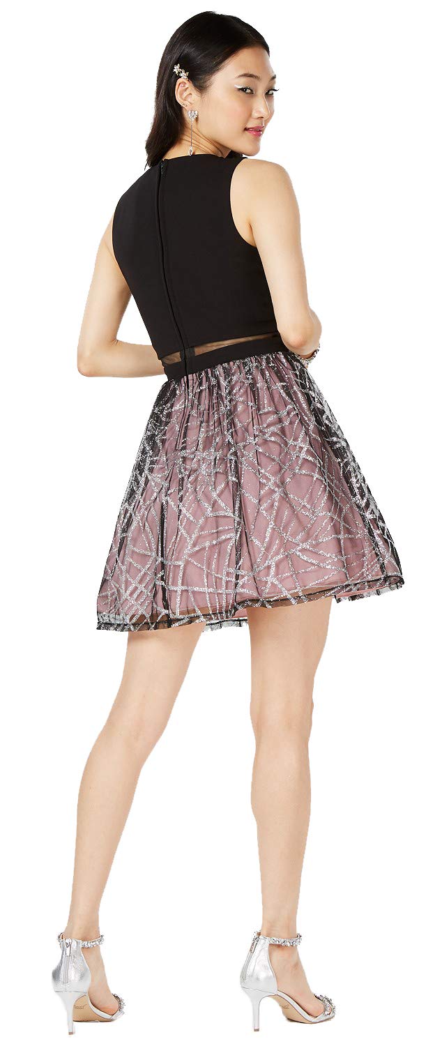 City Studios Juniors Scuba Glitter Mesh Popover Dress