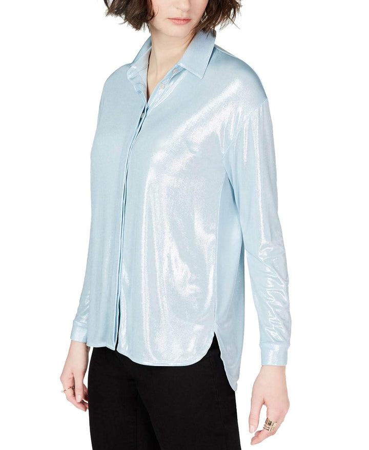INC Button-Front Shine Shirt