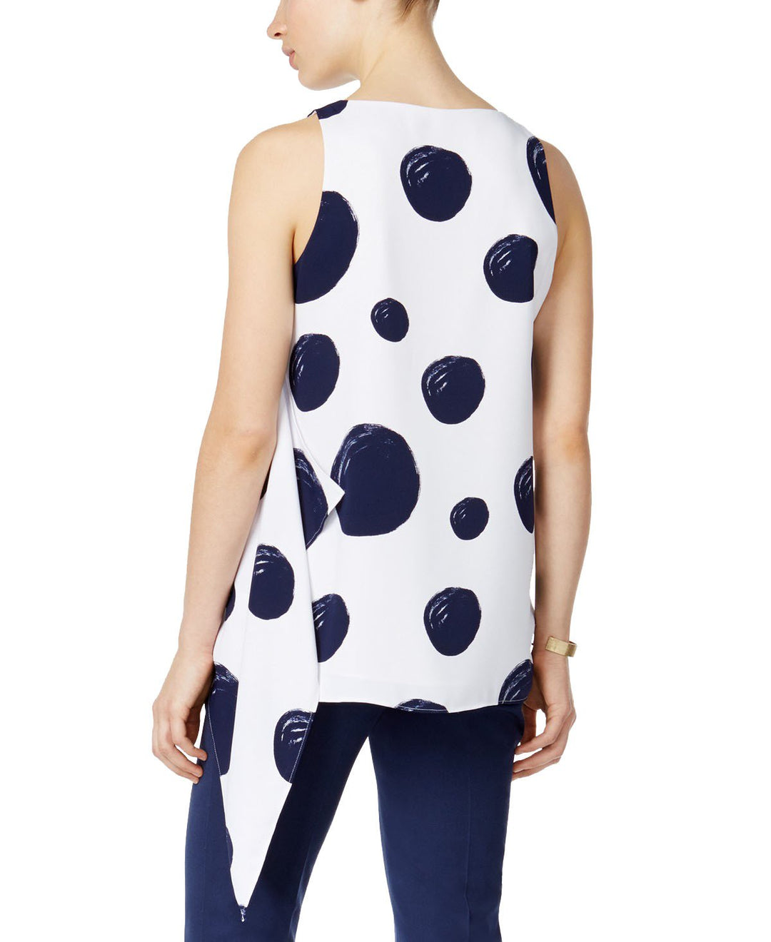 Alfani Petite Dot Print Asymmetrical Top