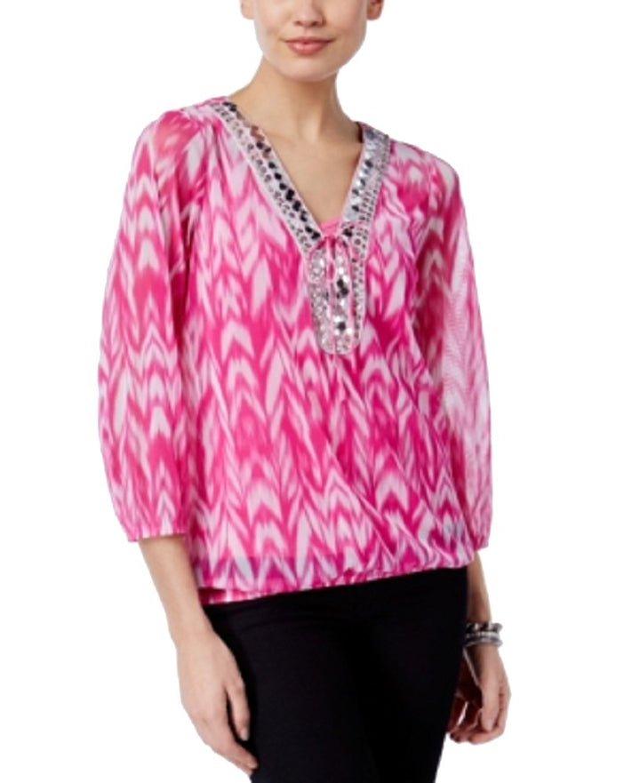 INC International Concepts Embellished Peasant Top