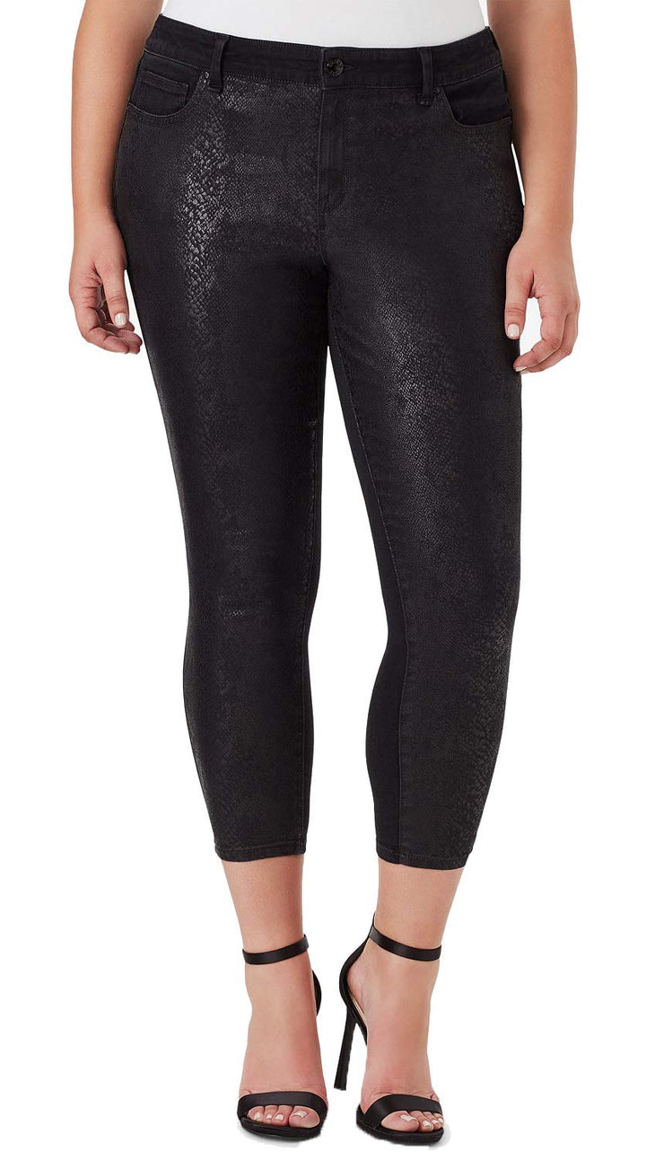 Trendy Plus Size Python-Embossed Skinny Jeans
