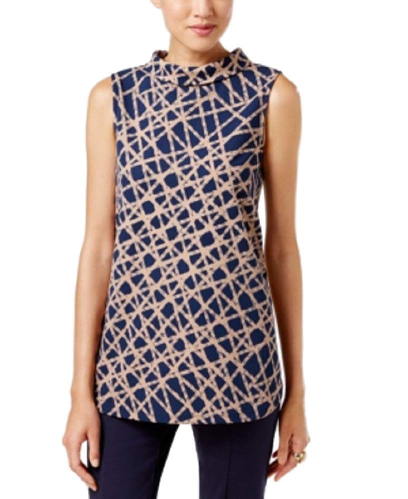 Alfani Petite Printed Funnel Neck Top