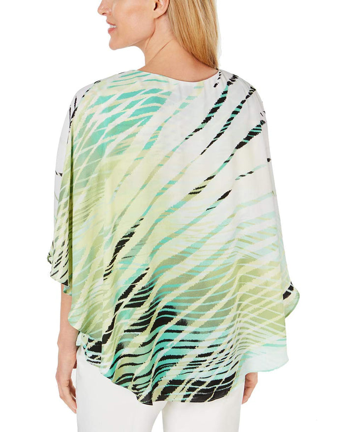 JM Collection Printed Poncho Top