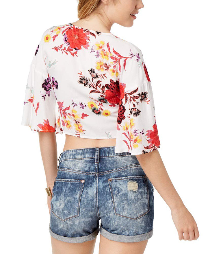 Material Girl Juniors Printed Tie Front Crop Top