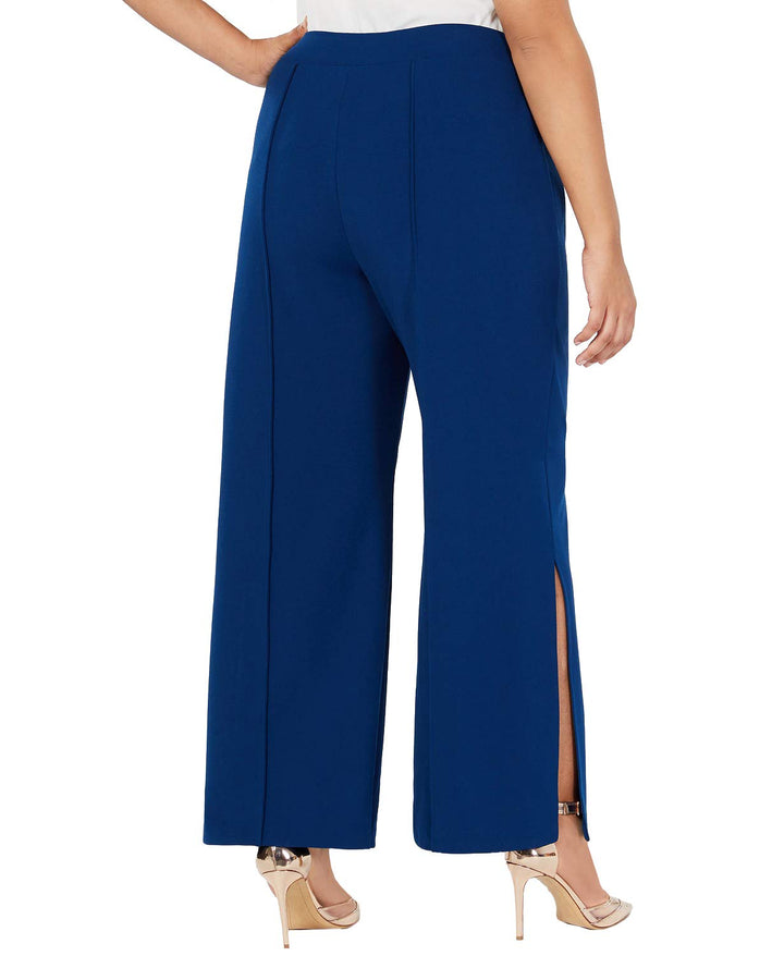 NY Collection Plus Size Split Leg Belted Pants