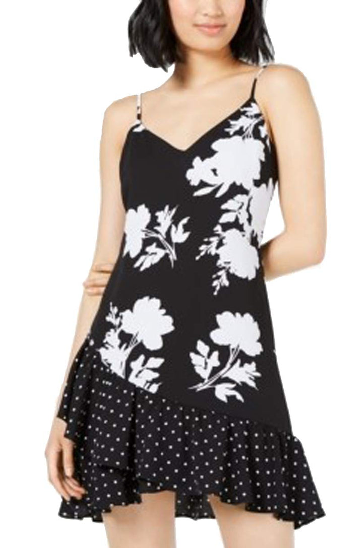 Bar III Mixed Print Ruffled Sheath Dress