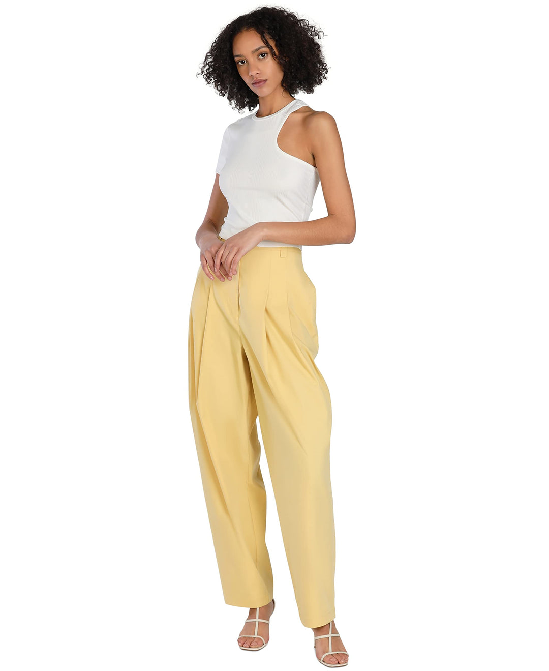 Bar III Nicole Williams English Pleated Wide Leg Relaxed Pants