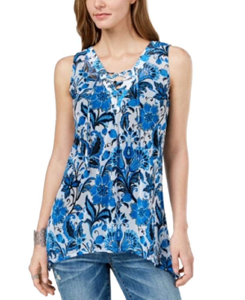 Printed Lace Up Tank Top