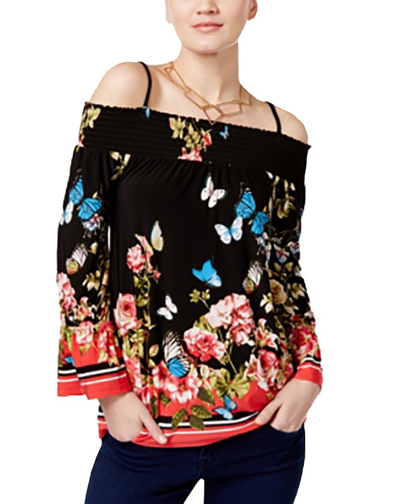 INC International Concepts Printed Cold Shoulder Top