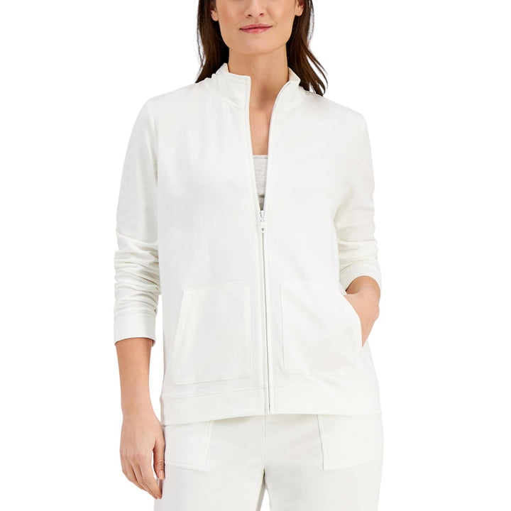 Karen Scott Mock Neck Zippered Sweatshirt