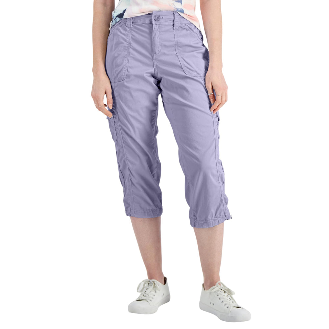 Petite Mid Rise Bungee-Hem Capri Pants