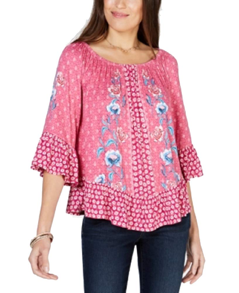 Style & Co Petite Floral Print Off The Shoulder Top