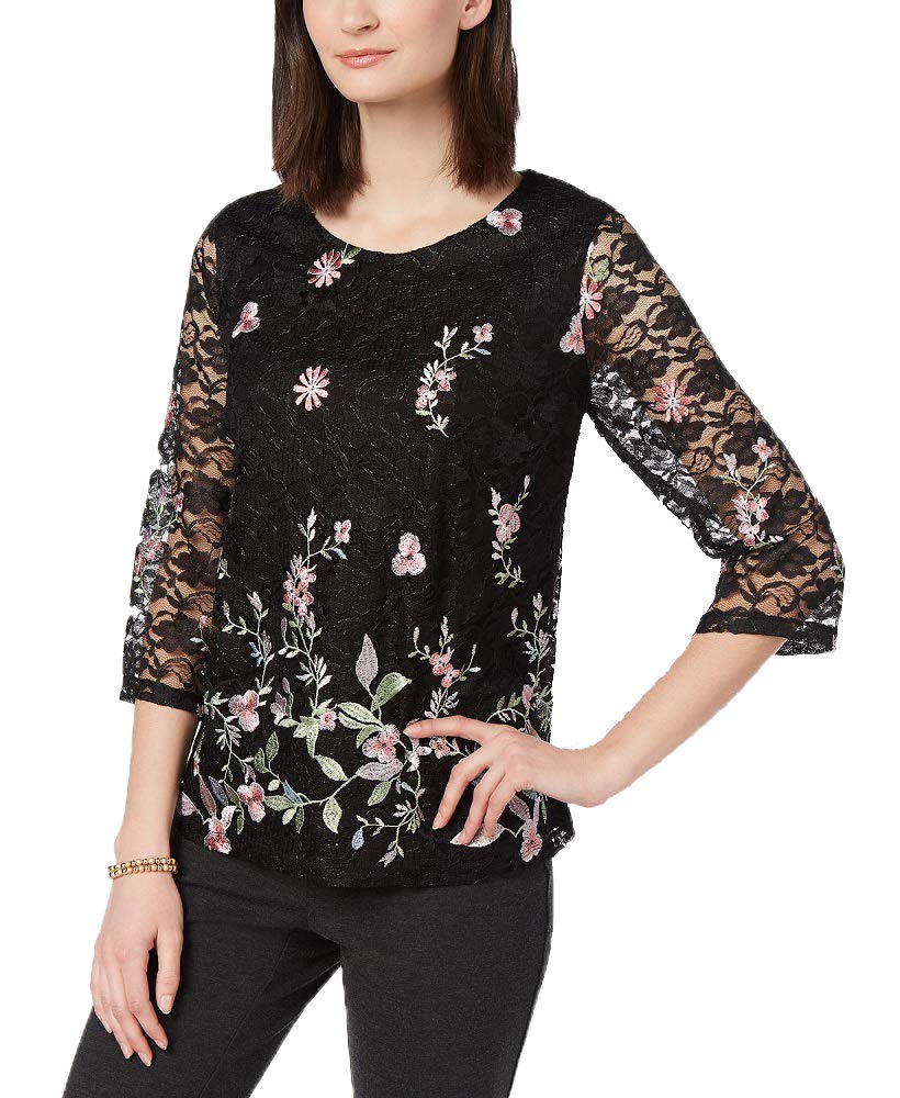 Charter Club Embroidered Lace Top