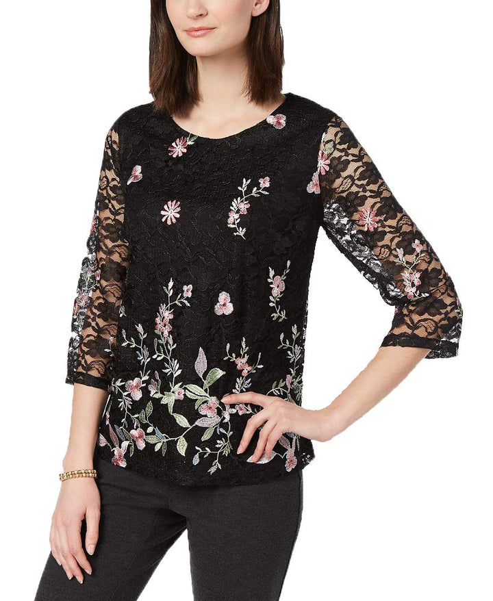 Charter Club Embroidered Lace Top
