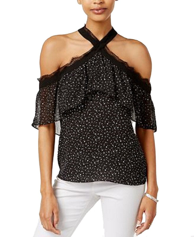 Bar III Cold Shoulder Ruffled Top