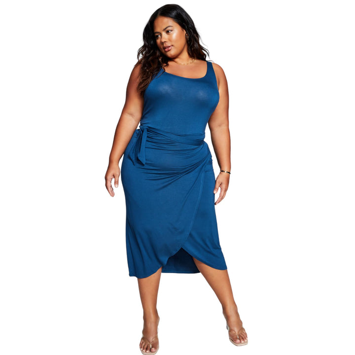 Now This Trendy Plus Size Side Tie Midi Dress
