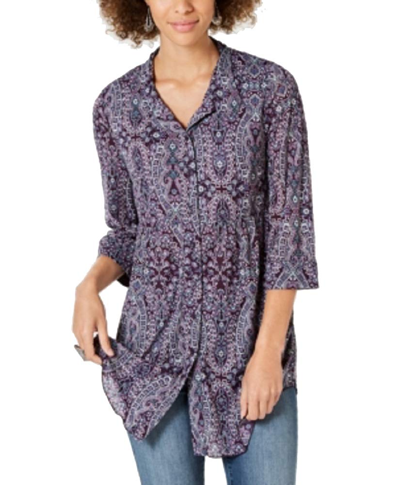 Style & Co Petite Printed Button Up Shirt