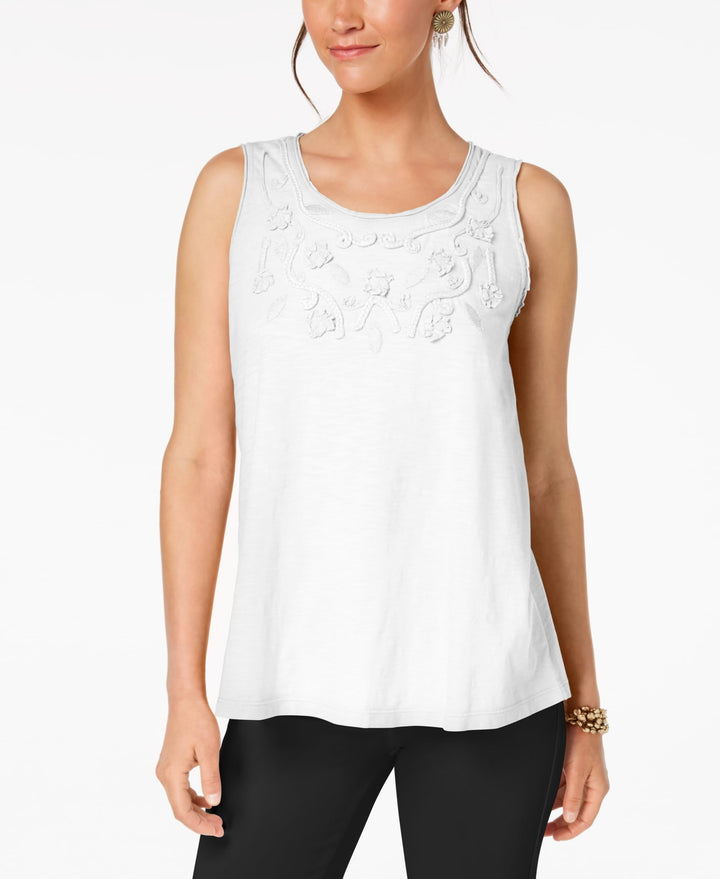 Style & Co Cotton Soutache Trim Tank Top