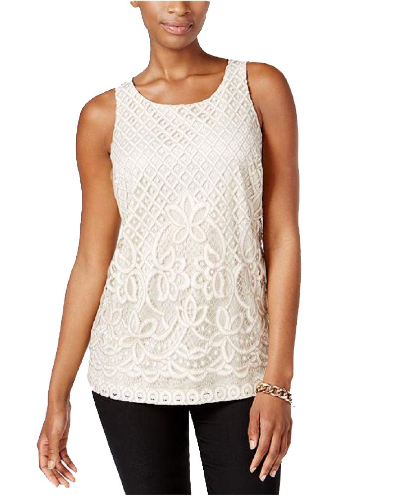 Charter Club Petite Embroidered Mesh Top