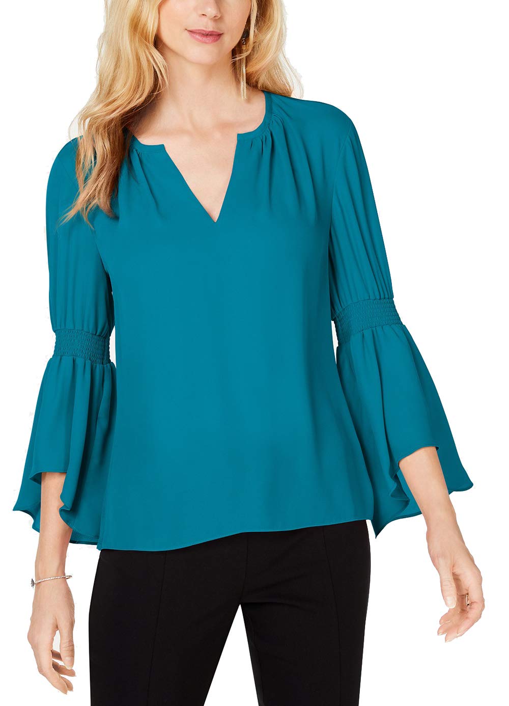 Petite Smocked Bell Sleeve Top