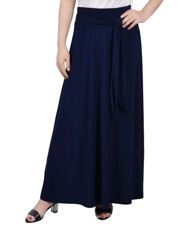 NY Collection Petite Maxi Skirt With Sash Waist Tie
