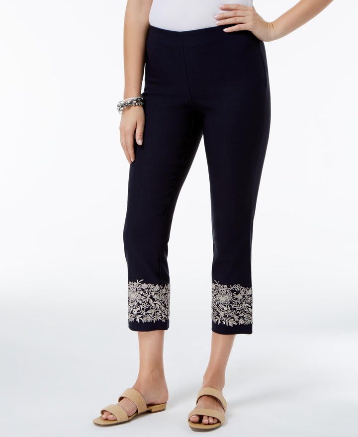 Charter Club Tummy Control Embroidered Capri Pants