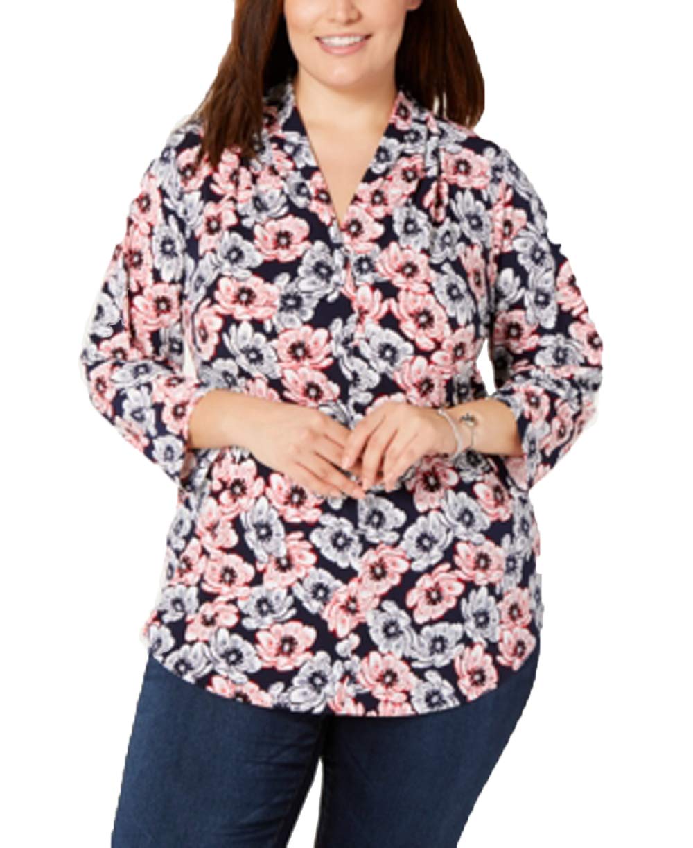 Charter Club Plus Size Printed 3/4 Sleeve Top