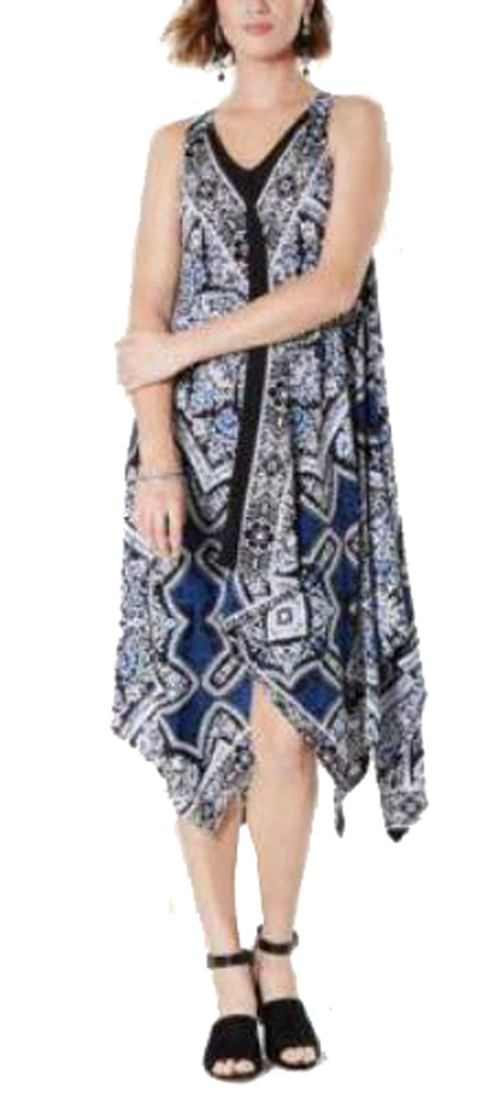 Printed Handkerchief-Hem Dress