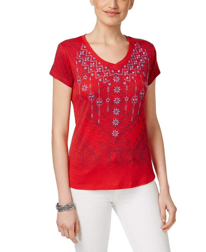 Style & Co Petite Embroidered Graphic T-Shirt