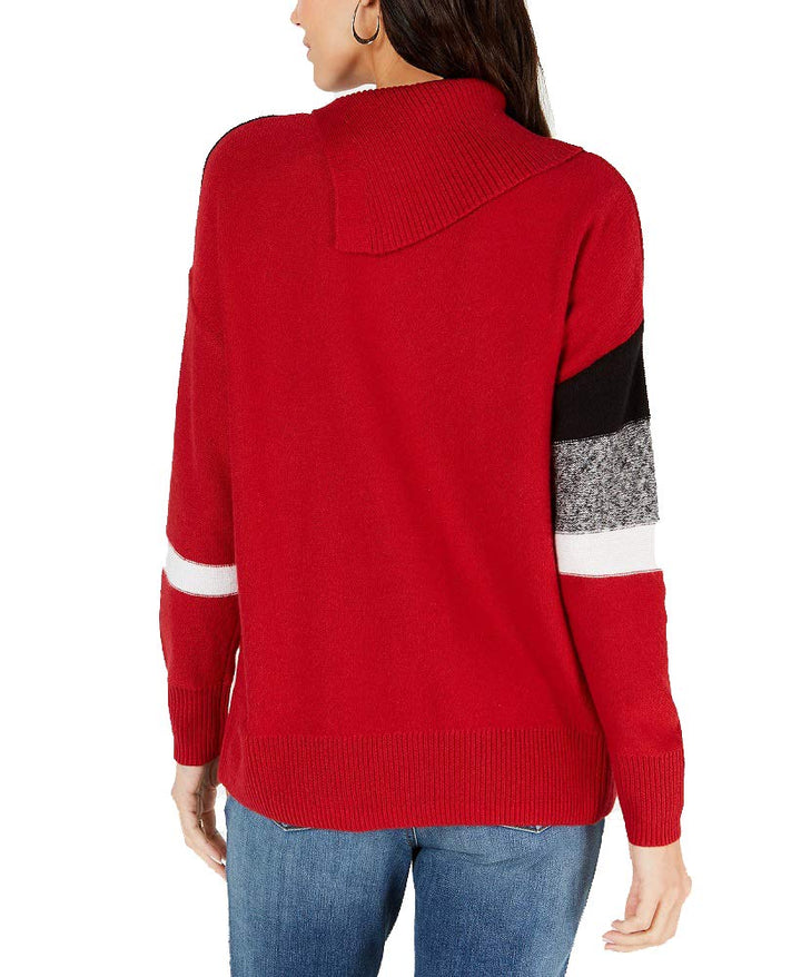 Style & Co Colorblocked Envelope Neck Sweater