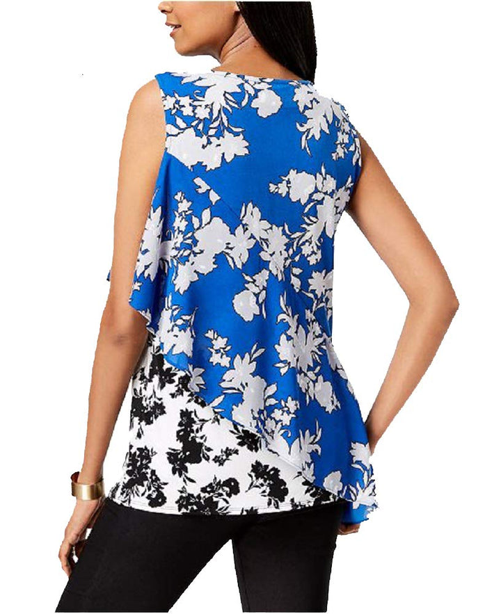 Alfani Mixed Print Asymmetrical Top