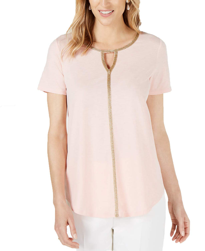 Metallic-Trim Keyhole Top