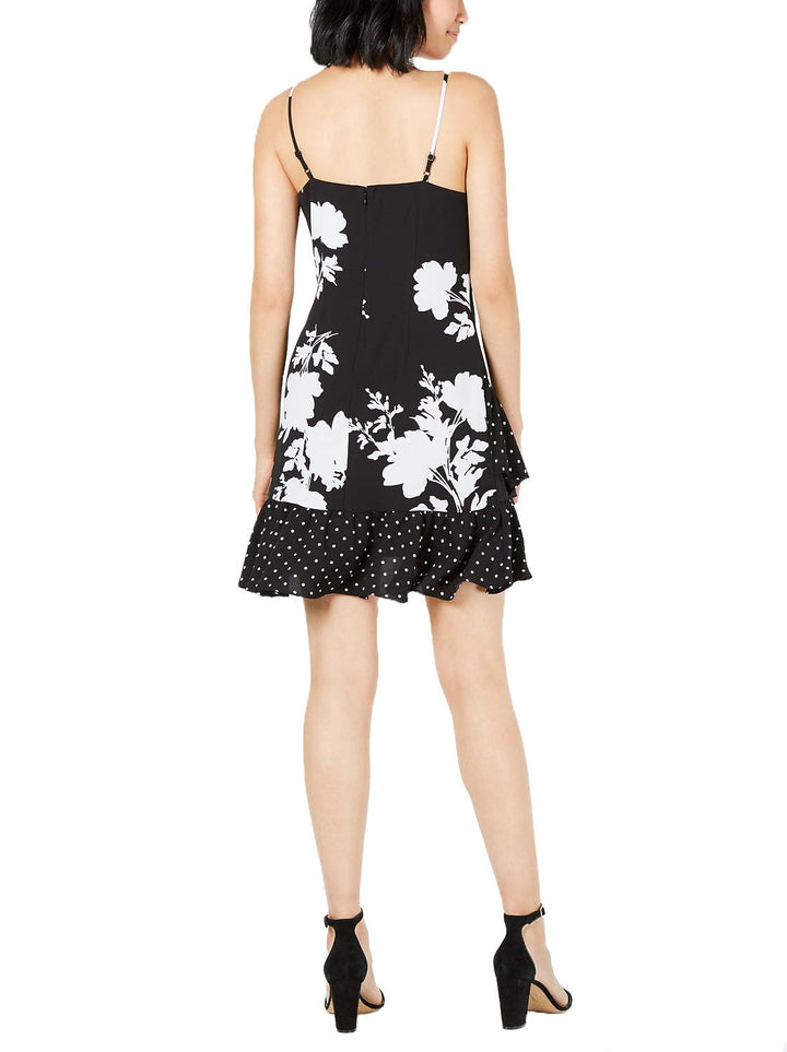 Bar III Mixed Print Ruffled Sheath Dress