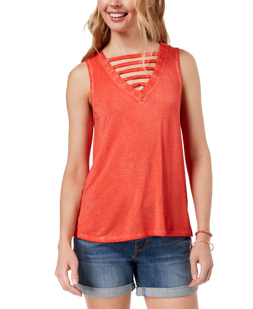 Juniors' Lattice-Front Tank Top