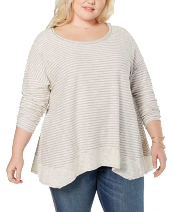 Plus Size Striped Bridge-Hem Top