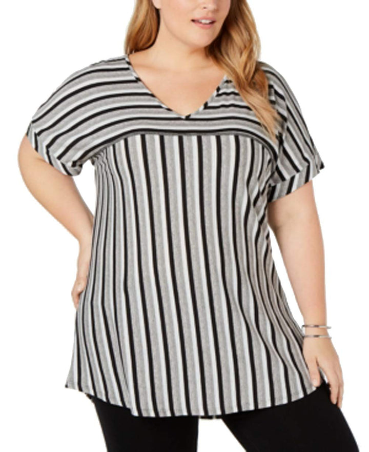 Plus Size Striped High-Low Top
